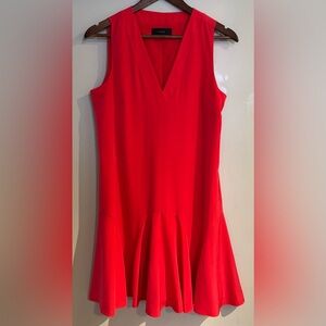 J. Crew| Bold Red Flounced V-Neck Sleeveless Mini-Dress Sz 6